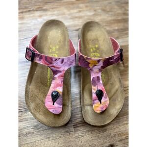 Papillio by Birkenstock Floral Thong Sandals Size 38 Women's Pink Purple Boho